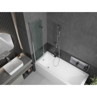 Mexen Cubik obdĺžniková vaňa 160 x 70 cm s plášťom a 2 krídlovou zástenou 80 cm, transparentná, chróm - 550316070X9208020100