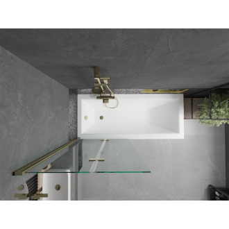 Mexen Cubik obdĺžniková vaňa 160 x 70 cm s plášťom a 2-listovou zástenou 80 cm, transparentná, zlatá - 550316070X9208025000