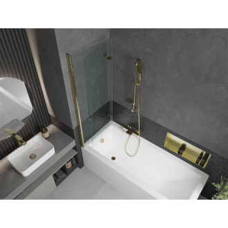 Mexen Cubik obdĺžniková vaňa 160 x 70 cm s plášťom a 2-listovou zástenou 120 cm, transparentná, zlatá - 550316070X9212025000
