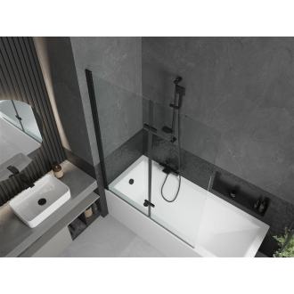 Mexen Cubik obdĺžniková vaňa 160 x 70 cm s plášťom a 2 krídlovou zástenou 120 cm, priehľadná, čierna - 550316070X9212027000
