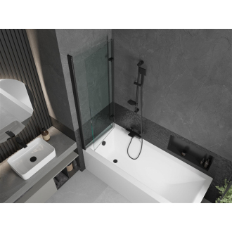 Mexen Cubik obdĺžniková vaňa 160 x 70 cm s plášťom a 2 krídlovou zástenou 120 cm, priehľadná, čierna - 550316070X9212027000