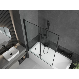 Mexen Cubik obdĺžniková vaňa 160 x 70 cm s plášťom a 2 krídlovou zástenou 120 cm, čierny vzor - 550316070X9212027070