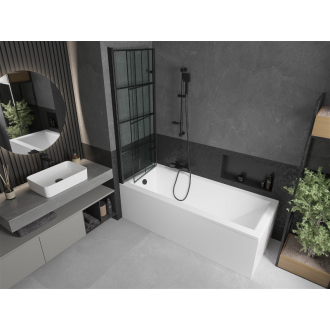 Mexen Cubik obdĺžniková vaňa 160 x 70 cm s plášťom a 2 krídlovou zástenou 120 cm, čierny vzor - 550316070X9212027077