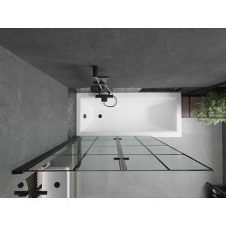 Mexen Cubik obdĺžniková vaňa 160 x 70 cm s plášťom a 2 krídlovou zástenou 120 cm, čierny vzor - 550316070X9212027077