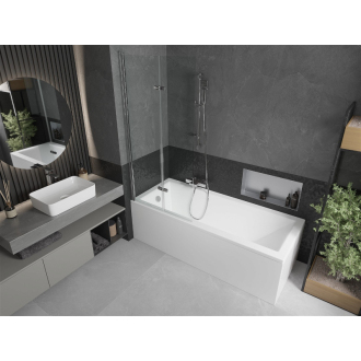 Mexen Cubik obdĺžniková vaňa 170 x 70 cm s plášťom a 2 krídlovou zástenou 80 cm, transparentná, chróm - 550317070X9208020100