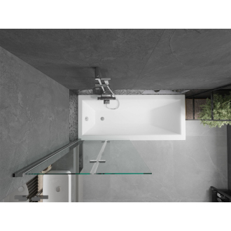 Mexen Cubik obdĺžniková vaňa 170 x 70 cm s plášťom a 2 krídlovou zástenou 80 cm, transparentná, chróm - 550317070X9208020100