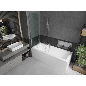 Mexen Cubik obdĺžniková vaňa 170 x 70 cm s plášťom a 2-listovou zástenou 100 cm, transparentná, chróm - 550317070X9210020100