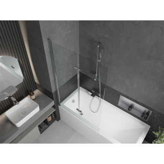 Mexen Cubik obdĺžniková vaňa 170 x 70 cm s plášťom a 2-listovou zástenou 100 cm, transparentná, chróm - 550317070X9210020100