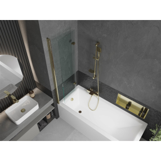 Mexen Cubik obdĺžniková vaňa 170 x 70 cm s plášťom a 2-listovou zástenou 100 cm, transparentná, zlatá - 550317070X9210025000