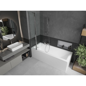 Mexen Cubik obdĺžniková vaňa 150 x 70 cm s plášťom a 1-krídlovou zástenou 80 cm, transparentná, chróm - 550315070X9408110100