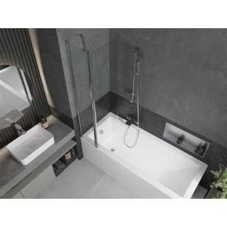 Mexen Cubik obdĺžniková vaňa 150 x 70 cm s plášťom a 1-krídlovou zástenou 80 cm, transparentná, chróm - 550315070X9408110100