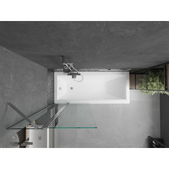 Mexen Cubik obdĺžniková vaňa 150 x 70 cm s plášťom a 1-krídlovou zástenou 80 cm, transparentná, chróm - 550315070X9408110100