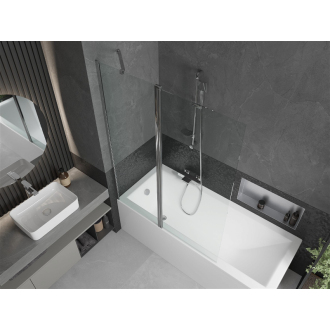 Mexen Cubik obdĺžniková vaňa 160 x 70 cm s plášťom a 1 krídlovou zástenou 120 cm, transparentná, chróm - 550316070X9412110100