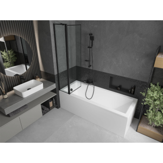 Mexen Cubik obdĺžniková vaňa 160 x 70 cm s plášťom a 1 krídlovou zástenou 80 cm, čierny vzor - 550316070X9408117070