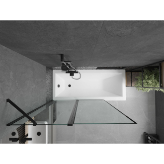 Mexen Cubik obdĺžniková vaňa 160 x 70 cm s plášťom a 1-krídlovou zástenou 120 cm, čierny vzor - 550316070X9412117070