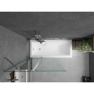 Mexen Cubik obdĺžniková vaňa 170 x 70 cm s plášťom a 1-krídlovou zástenou 100 cm, transparentná, chróm - 550317070X9410110100