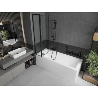 Mexen Cubik obdĺžniková vaňa 170 x 70 cm s plášťom a 1 krídlovou zástenou 80 cm, čierny vzor - 550317070X9408117070