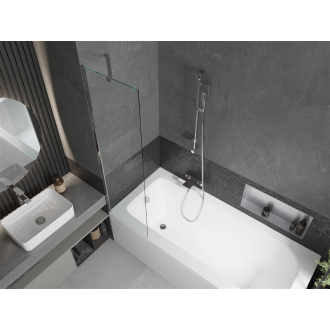 Mexen Vega obdĺžniková vaňa 150 x 70 cm s plášťom a 1 krídlovou zástenou 50 cm, transparentná, chróm - 550115070X9505000001