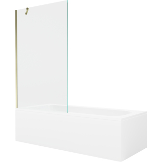 Mexen Vega obdĺžniková vaňa 150 x 70 cm s plášťom a 1-krídlovou zástenou 100 cm, transparentná, zlatá - 550115070X9510000050