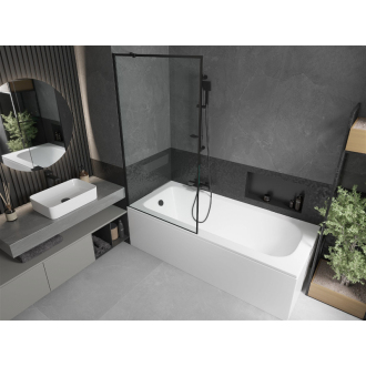 Mexen Vega obdĺžniková vaňa 150 x 70 cm s plášťom a jednokrídlovou zástenou 90 cm, čierny vzor - 550115070X9509007070