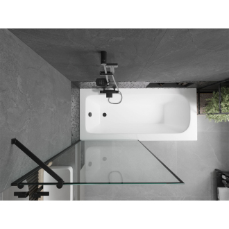 Mexen Vega obdĺžniková vaňa 150 x 70 cm s plášťom a jednokrídlovou zástenou 90 cm, čierny vzor - 550115070X9509007070