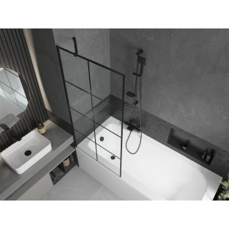 Mexen Vega obdĺžniková vaňa 150 x 70 cm s plášťom a 1 krídlovou zástenou 80 cm, čierny vzor - 550115070X9508007077