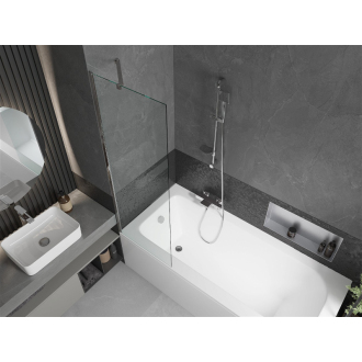 Mexen Vega obdĺžniková vaňa 160 x 70 cm s plášťom a 1 krídlovou zástenou 60 cm, transparentná, chróm - 550116070X9506000001