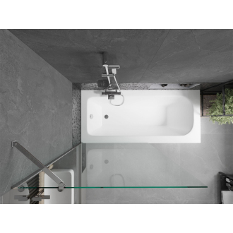 Mexen Vega obdĺžniková vaňa 160 x 70 cm s plášťom a 1 krídlovou zástenou 100 cm, transparentná, chróm - 550116070X9510000001
