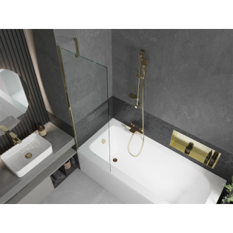 Mexen Vega obdĺžniková vaňa 170 x 70 cm s plášťom a 1 krídlovou zástenou 60 cm, priehľadná, zlatá - 550117070X9506000050