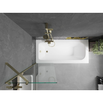 Mexen Vega obdĺžniková vaňa 170 x 70 cm s plášťom a 1 krídlovou zástenou 60 cm, priehľadná, zlatá - 550117070X9506000050