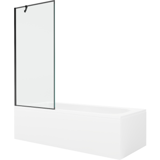 Mexen Vega obdĺžniková vaňa 170 x 70 cm s plášťom a 1 krídlovou zástenou 80 cm, čierny vzor - 550117070X9508007070