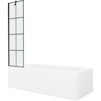 Mexen Vega obdĺžniková vaňa 170 x 70 cm s plášťom a 1 krídlovou zástenou 50 cm, čierny vzor - 550117077X9505007077