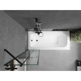 Mexen Vega obdĺžniková vaňa 170 x 70 cm s plášťom a 1 krídlovou zástenou 50 cm, čierny vzor - 550117077X9505007077