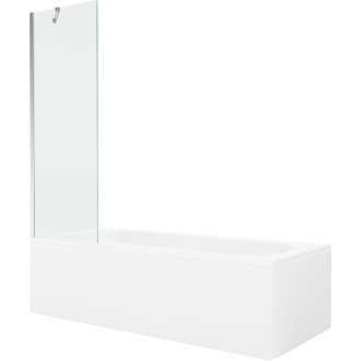 Mexen Vega obdĺžniková vaňa 180 x 80 cm s plášťom a 1 krídlovou zástenou 60 cm, transparentná, chróm - 550118080X9506000001
