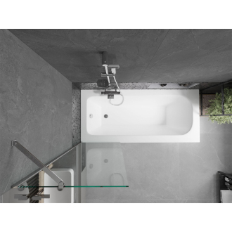 Mexen Vega obdĺžniková vaňa 180 x 80 cm s plášťom a 1 krídlovou zástenou 60 cm, transparentná, chróm - 550118080X9506000001