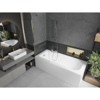 Mexen Vega obdĺžniková vaňa 180 x 80 cm s plášťom a jednokrídlovou zástenou 70 cm, transparentná, chróm - 550118080X9507000001