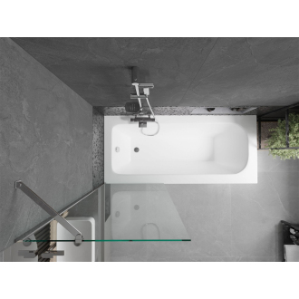 Mexen Vega obdĺžniková vaňa 180 x 80 cm s plášťom a jednokrídlovou zástenou 70 cm, transparentná, chróm - 550118080X9507000001