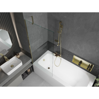 Mexen Vega obdĺžniková vaňa 180 x 80 cm s plášťom a 1 krídlovou zástenou 80 cm, priehľadná, zlatá - 550118080X9508000050