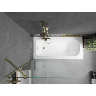 Mexen Vega vaňa 180x80cm panel + zástena 90 cm, priehľadná, zlatá 550118080X9509000050