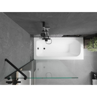 Mexen Vega vaňa 180x80cm panel + zástena 90 cm, priehľadná, čierna 550118080X9509000070
