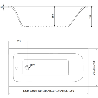 Mexen Vega obdĺžniková vaňa 180 x 80 cm s plášťom a 1 krídlovou zástenou 100 cm, priehľadná, čierna - 550118080X9510000070