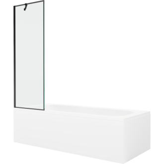 Mexen Vega obdĺžniková vaňa 180 x 80 cm s plášťom a 1 krídlovou zástenou 60 cm, čierny vzor - 550118080X9506007070