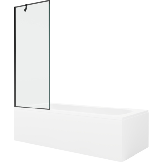 Mexen Vega obdĺžniková vaňa 180 x 80 cm s plášťom a jednokrídlovou zástenou 70 cm, čierny vzor - 550118080X9507007070