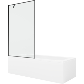 Mexen Vega obdĺžniková vaňa 180 x 80 cm s plášťom a 1 krídlovou zástenou 100 cm, čierny vzor - 550118080X9510007070