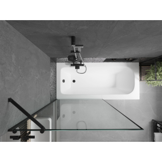 Mexen Vega obdĺžniková vaňa 180 x 80 cm s plášťom a 1 krídlovou zástenou 100 cm, čierny vzor - 550118080X9510007070