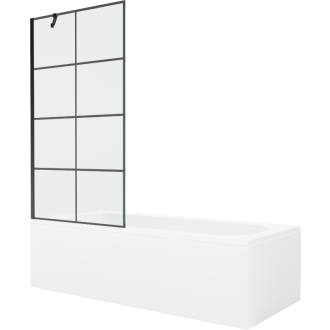 Mexen Vega obdĺžniková vaňa 180 x 80 cm s plášťom a jednokrídlovou zástenou 90 cm, čierny vzor - 550118080X9509007077