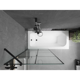 Mexen Vega obdĺžniková vaňa 180 x 80 cm s plášťom a jednokrídlovou zástenou 90 cm, čierny vzor - 550118080X9509007077