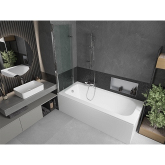Mexen Vega obdĺžniková vaňa 150 x 70 cm s plášťom a 2-listovou zástenou 100 cm, transparentná, chróm - 550115070X9210020100