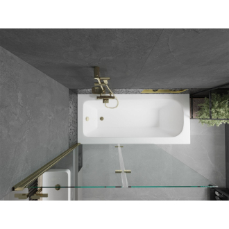 Mexen Vega obdĺžniková vaňa 150 x 70 cm s plášťom a 2-listovou zástenou 120 cm, priehľadná, zlatá - 550115070X9212025000