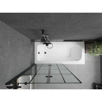 Mexen Vega obdĺžniková vaňa 150 x 70 cm s plášťom a 2 krídlovou zástenou 100 cm, čierny vzor - 550115070X9210027077
